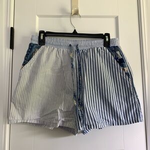 American Eagle Blue Patterned 100% Cotton Shorts